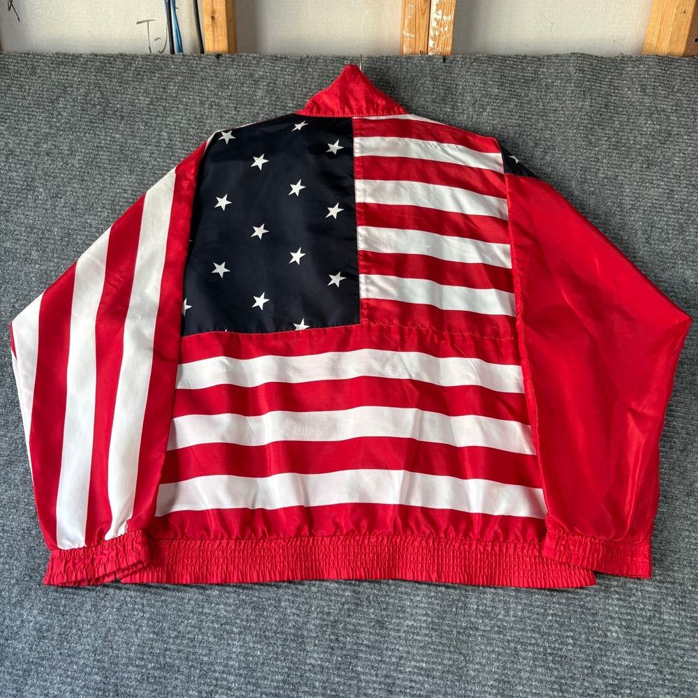 Argee Sports Vintage American Flag Windbreaker Jacket Red White Blue Mens Large - Picture 7 of 8
